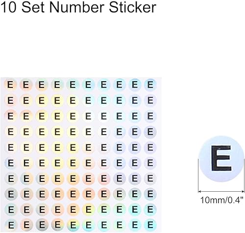 Miniatura 2 de MECCANIXITY Adhesivos láser con letras mayúsculas, alfabeto E redondo, autoadhesivas, reflectantes, para inventario, almacenamiento, organización,