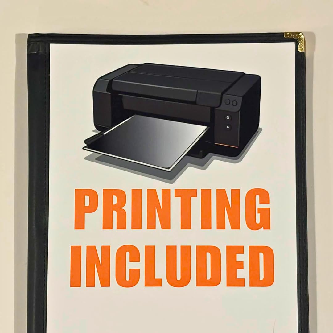 Leather Menu Book - 6 Pages (12 Faces/Views) Letter Size 8.5 x 11 inches - Custom Printed Inserts Included - Assembled & Ready to Use