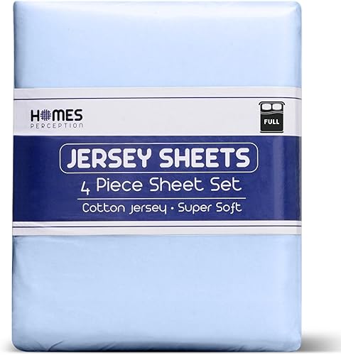 Homesperception Juego de sábanas de 100 % algodón tamaño matrimonial, 4 sábanas de punto de jersey, hasta 16 pulgadas de profundidad, sábana bajera