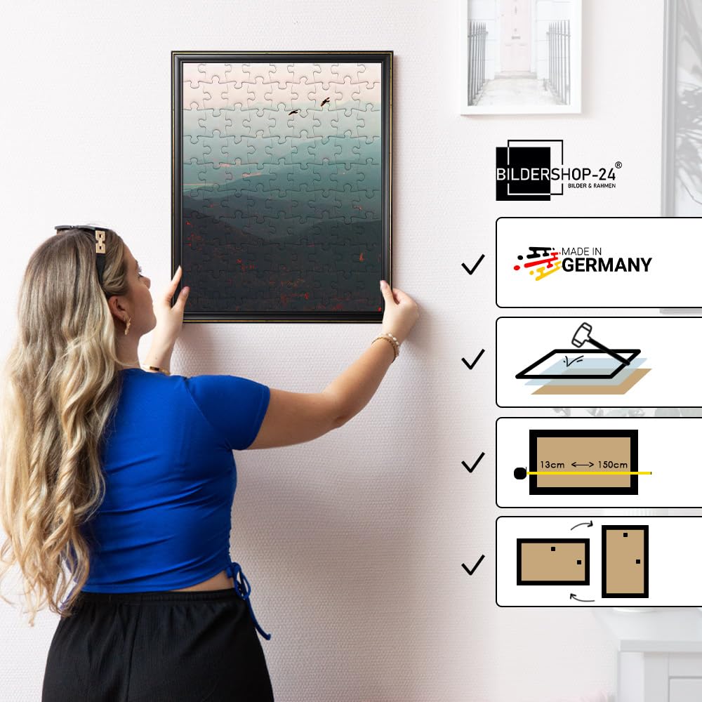 Cornice per puzzle Kalypso, cornice barocca 50x70 cm (circa 1000 pezzi), oro nero antico