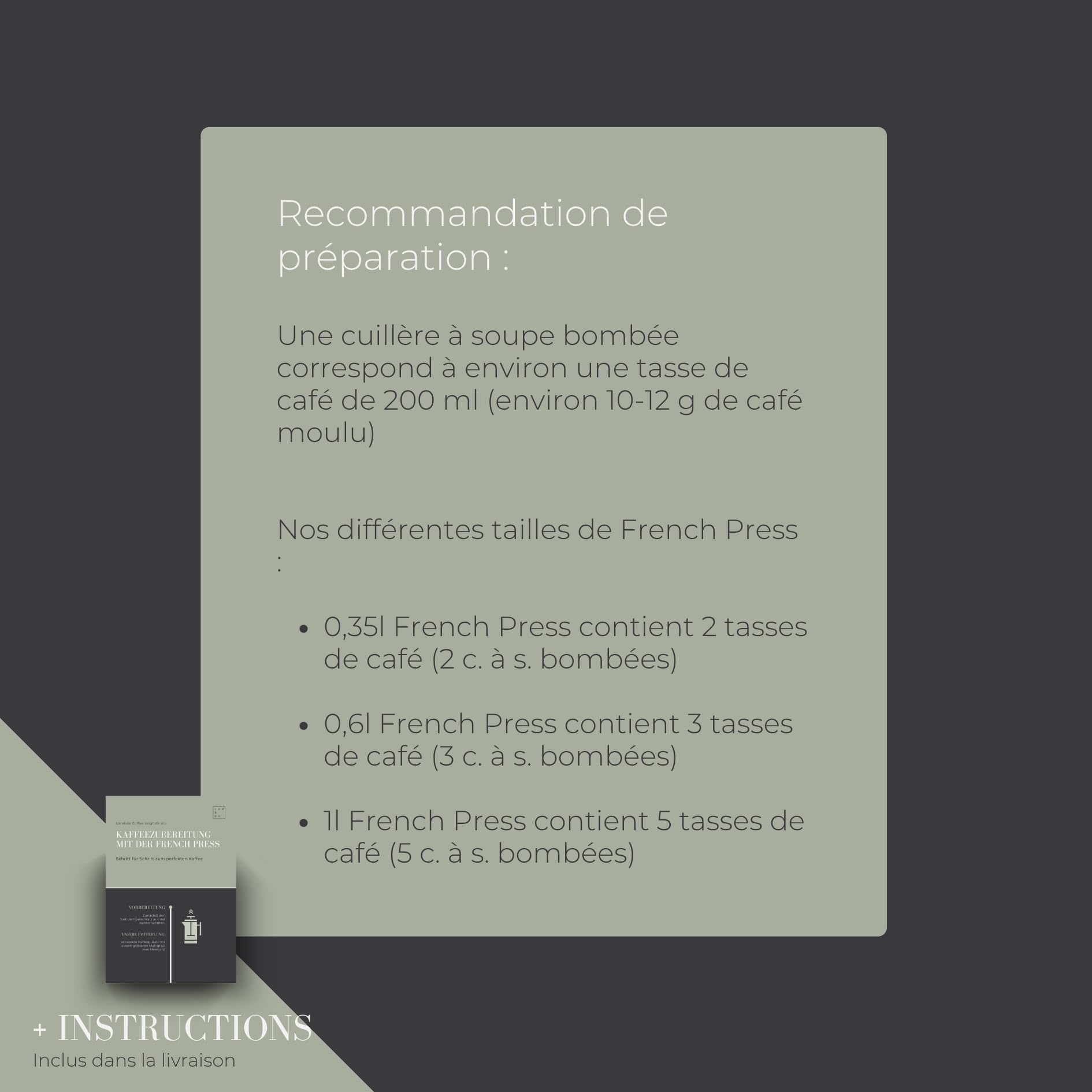 Lambda Coffee® Thermo French Press Acier inoxydable I 3 tailles disponibles I Cafetière à piston en acier inoxydable | Double paroi : garde au chaud pendant longtemps I Cafetière | Presse à café
