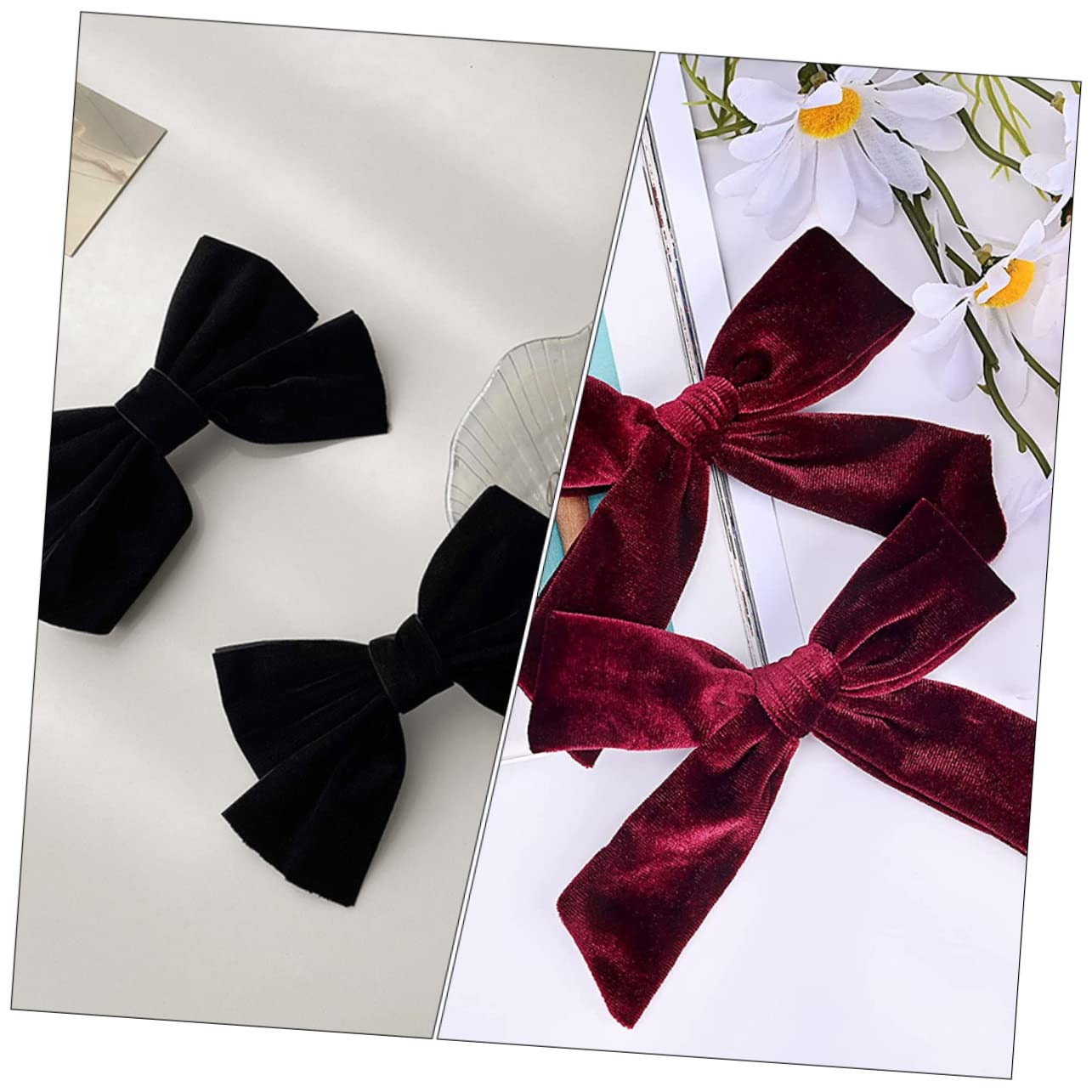 4pcs Bow headdress bridal headpieces for wedding bowknot hair clamp headpiece hair ribbon decorative hair clip aliigator hair clip bridal red Christmas pin child velvet - Image 3