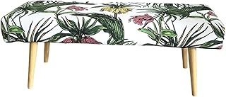 Keyhome Panca Colorata con Gambe in Legno da arredo Stile Tropicale Sedia Soggiorno - Lunghezza 110 cm