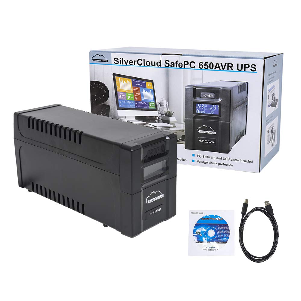 SilverCloud ups SafePC 650AVR Power 360 W Schermo LCD Software di monitoraggio del PC