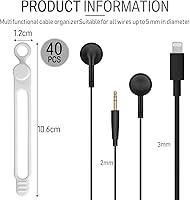 Vista 3 de Nuanchu 40 piezas de bridas para cables de silicona, soporte reutilizable, correas ajustables, organizador multiusos para cables de carga para Negro