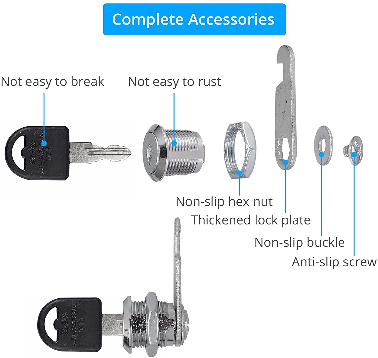 Cylindre, Serrure De Porte À Tour De Pouce Serrure À Cylindre Euro À Tour De Pouce, Serrure À Came 4Pcs 16mm 20mm 25mm 30mm Serrure À Came Porte Baril Tiroir Armoire Boîte Aux Lettres Casier Placard 2