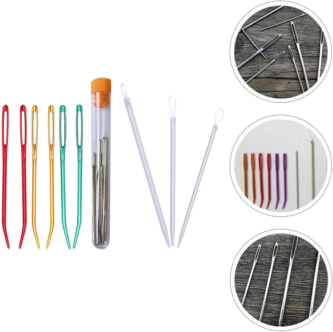 SHINEOFI Large Eye Sewing Needles Set for Hand Sewing Knitting Sweaters Bent Straight Yarn Needles for Crafts Household Use Random Color