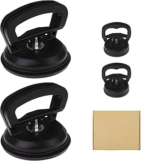 Industrial Suction Cup Set, 154 lbs Capacity, Large 4.64 inch Cups with Stainless Steel Handle, for Glass and Auto Body (Black)