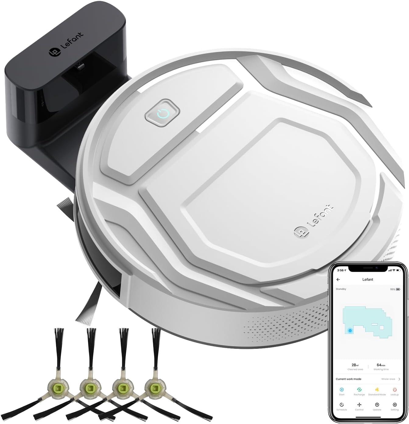 Lefant M210P Robot Vacuum Cleaner, Scheduled Cleaning, Automatic Self-Charging,Deal for Pet Hair,White