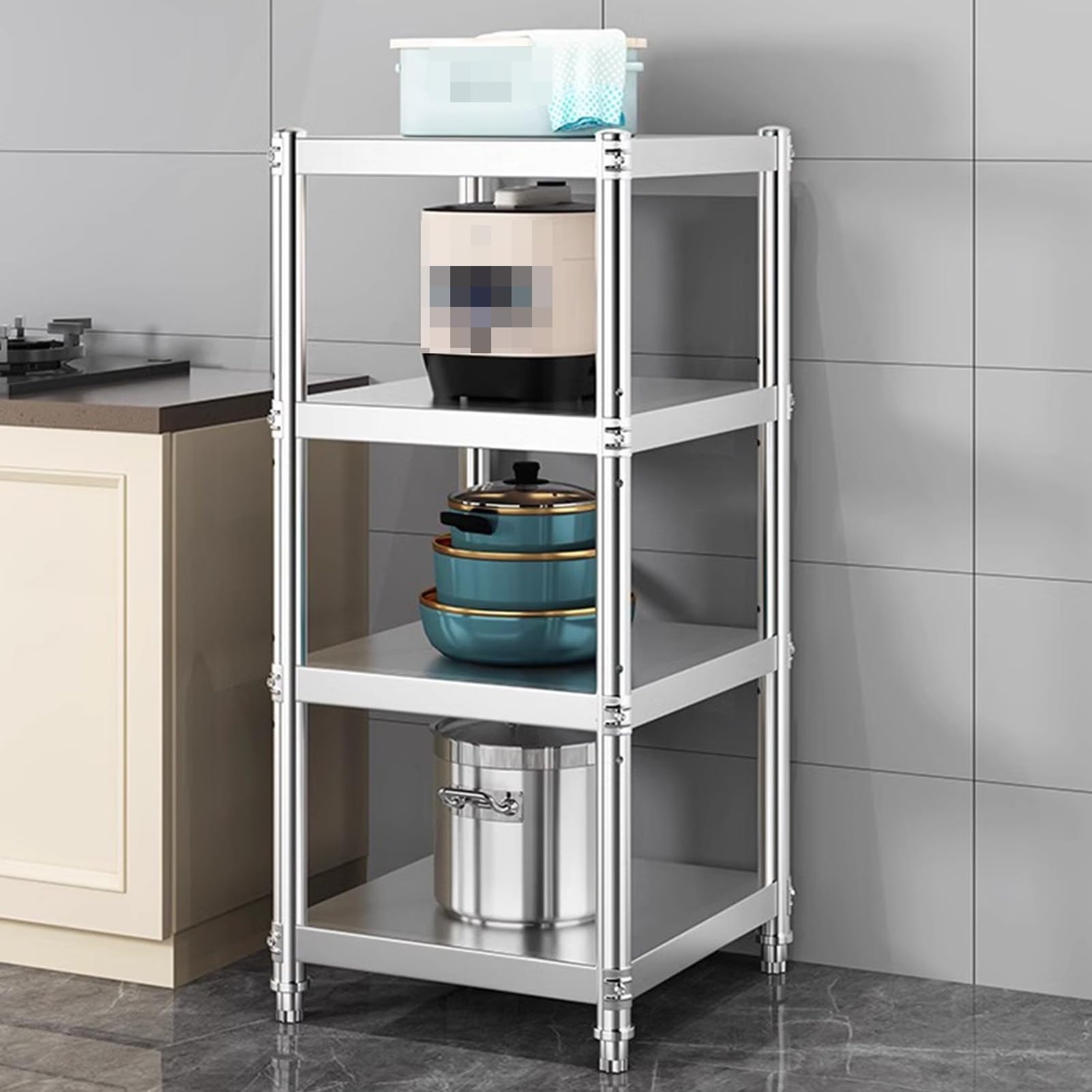 Scaffale a 4 ripiani per cucina, ufficio e ReurantLar CapaciSto Rack (70 x 35 x 120 cm) Soluzione salvaspazio versatile