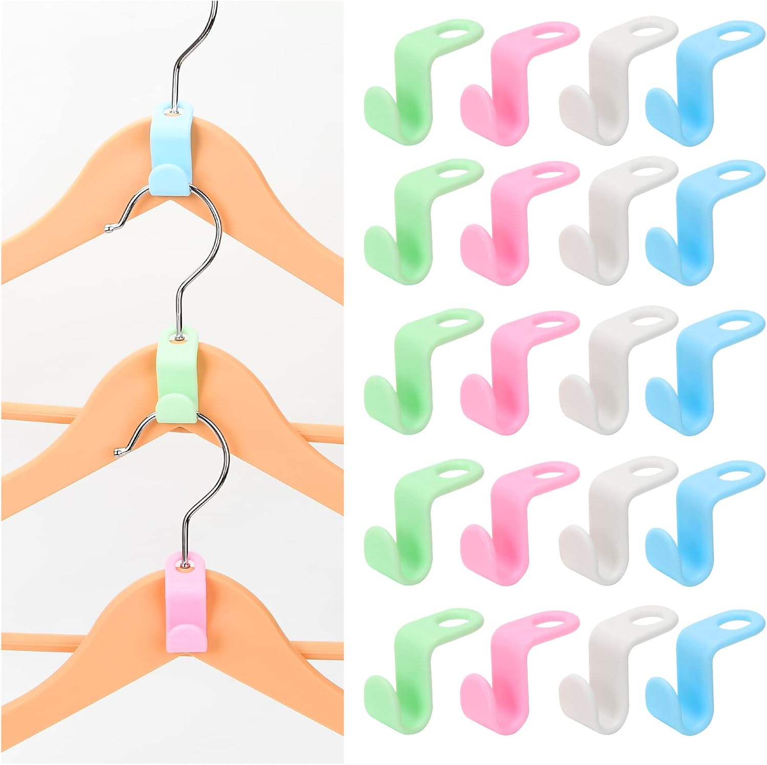 Diampure Clothes Hanger Connector Hooks, 40 PCS Hanger Extenders, Cascading Clothes