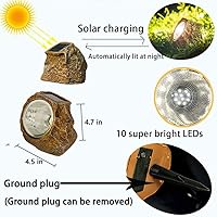 Vista 3 de EiGreen Solar Garden Rock Lights Outdoor, 2 Pack 10 LED Waterproof Solar Powered Rock Light，Yard Landscaping Spotlights, for Indoor and Outdoor