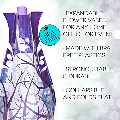 Modgy Expandable Flower Vase Plastic Decorative Modern Vases For Flowers Centerpieces Dining Table Decor Living Room Bathroom Wedding Office, Romance At Dusk #TOP1