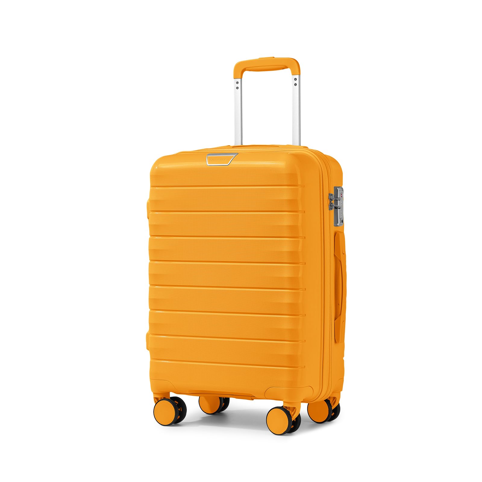LARVENDER Carry On Luggage 22x14x9 Airline Approved, 20 Inch Hardshell & Lightweight PP Carry On Suitcase for Women with Spinner Wheels TSA Lock, Yellow