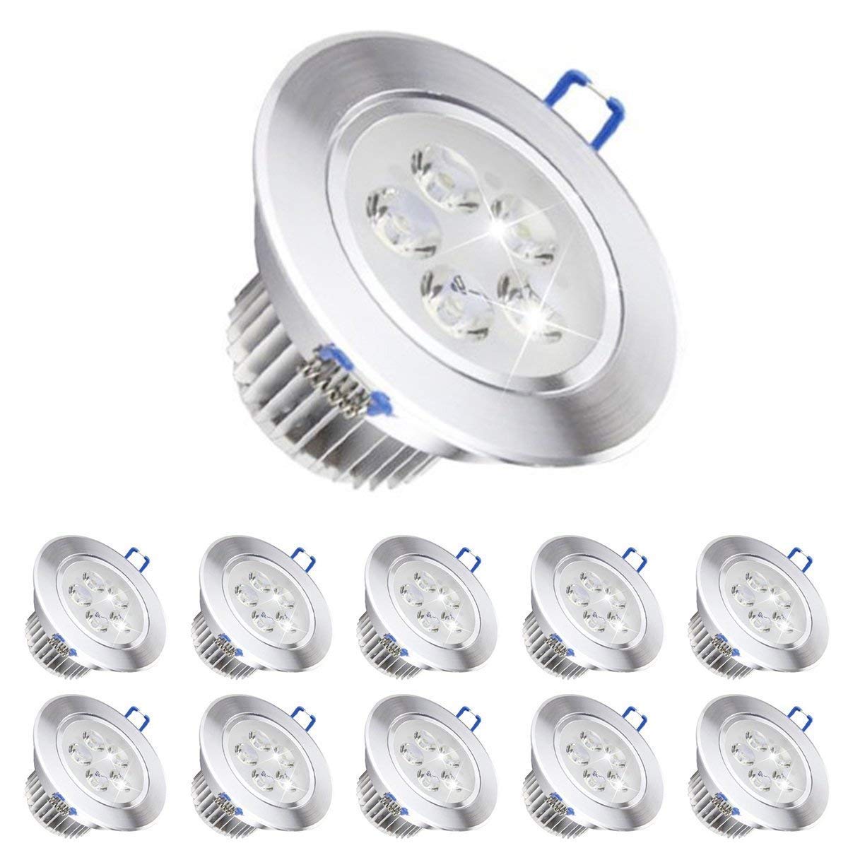 MODOAO Pack of 10, 110V 5W Dimmable LED Recessed Ceiling Light Downlights