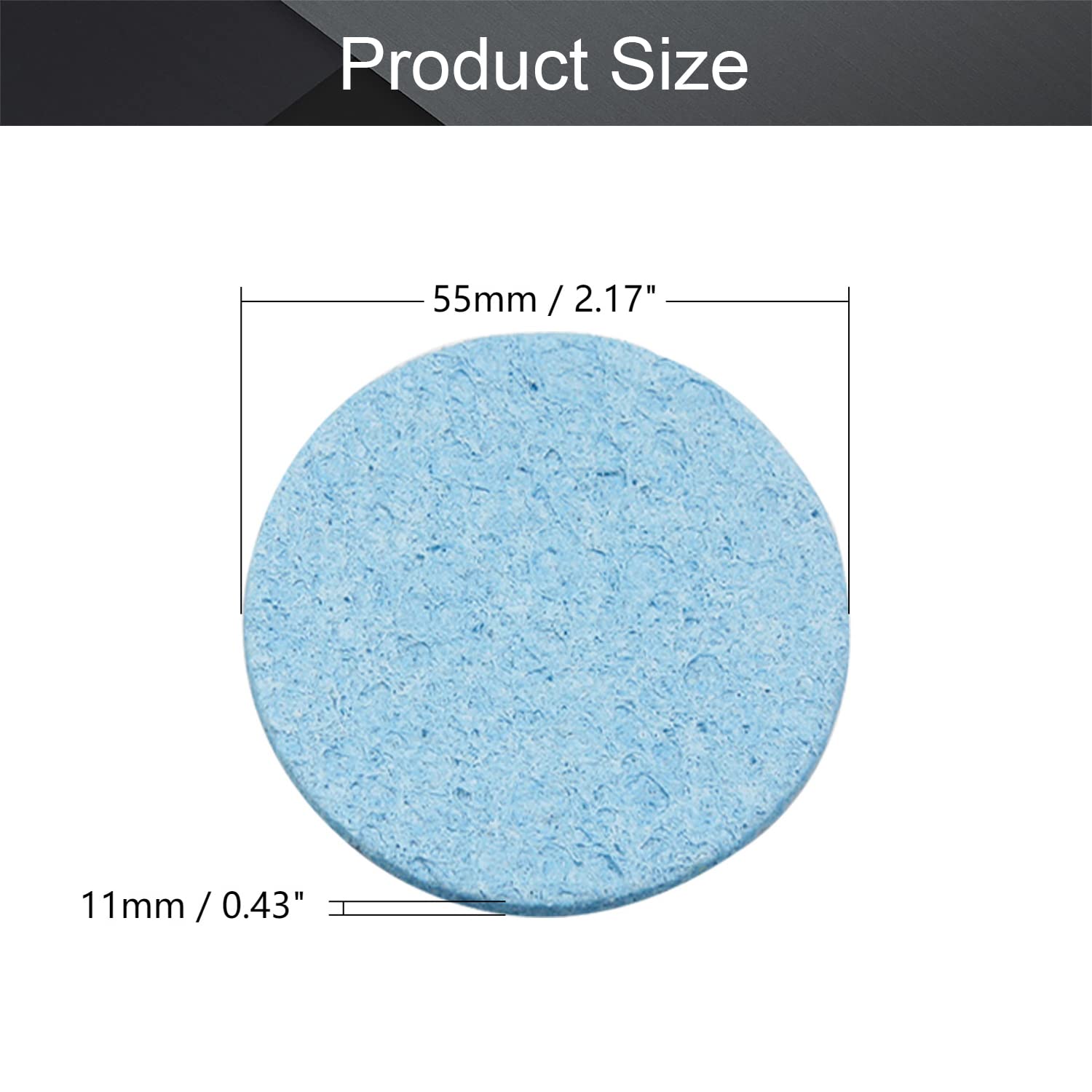 Bettomshin 10Pcs Blue Round Soldering Sponge 55mmx55mmx11mm for Iron Tips, Soldering Iron Cleaning Sponge Solder Tip Welding Clean Pads