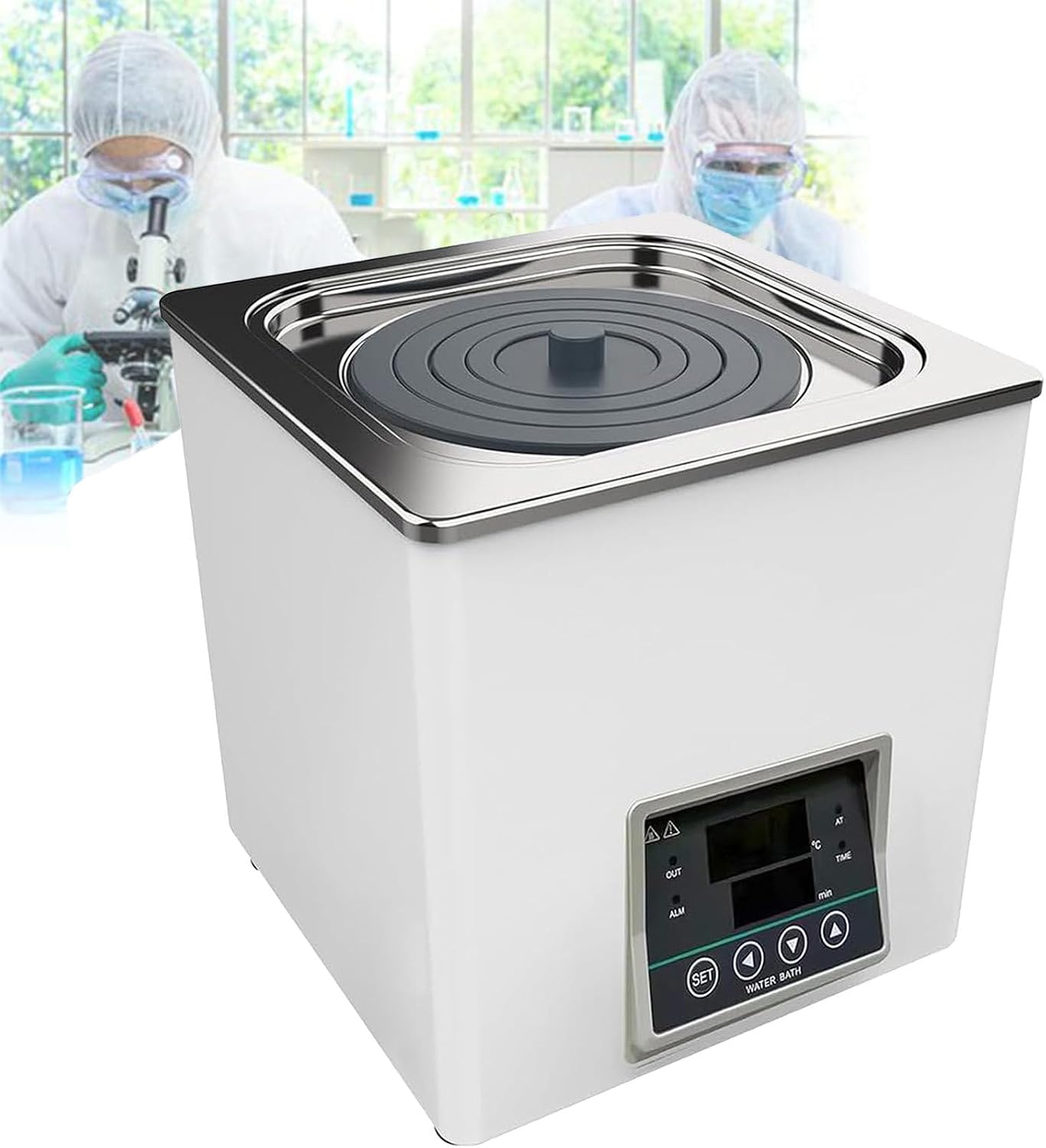 NYANS Digital Thermostatic Lab Water Bath - 300/600/800/1200 W Electric Heater Scientific Heating Constant Temperature Bath, 304 Stainless Steel Liner, Laboratory Supplies,Singlehole300W