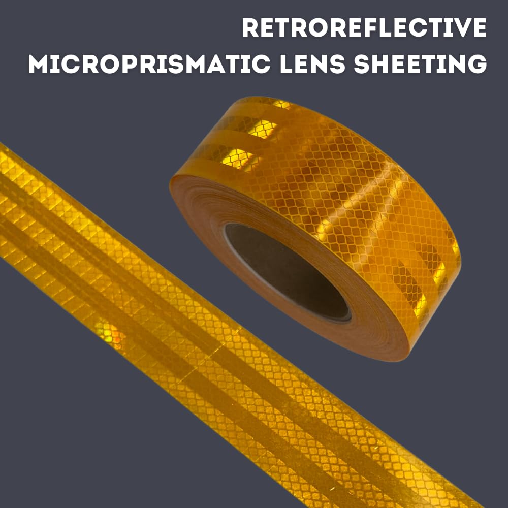 2" x 30' Roll 3M Reflective Safety Tape 983-71NL Yellow Diamond Grade Reflective Tape for School Buses, Emergency Vehicles, and Commerical Vehicles