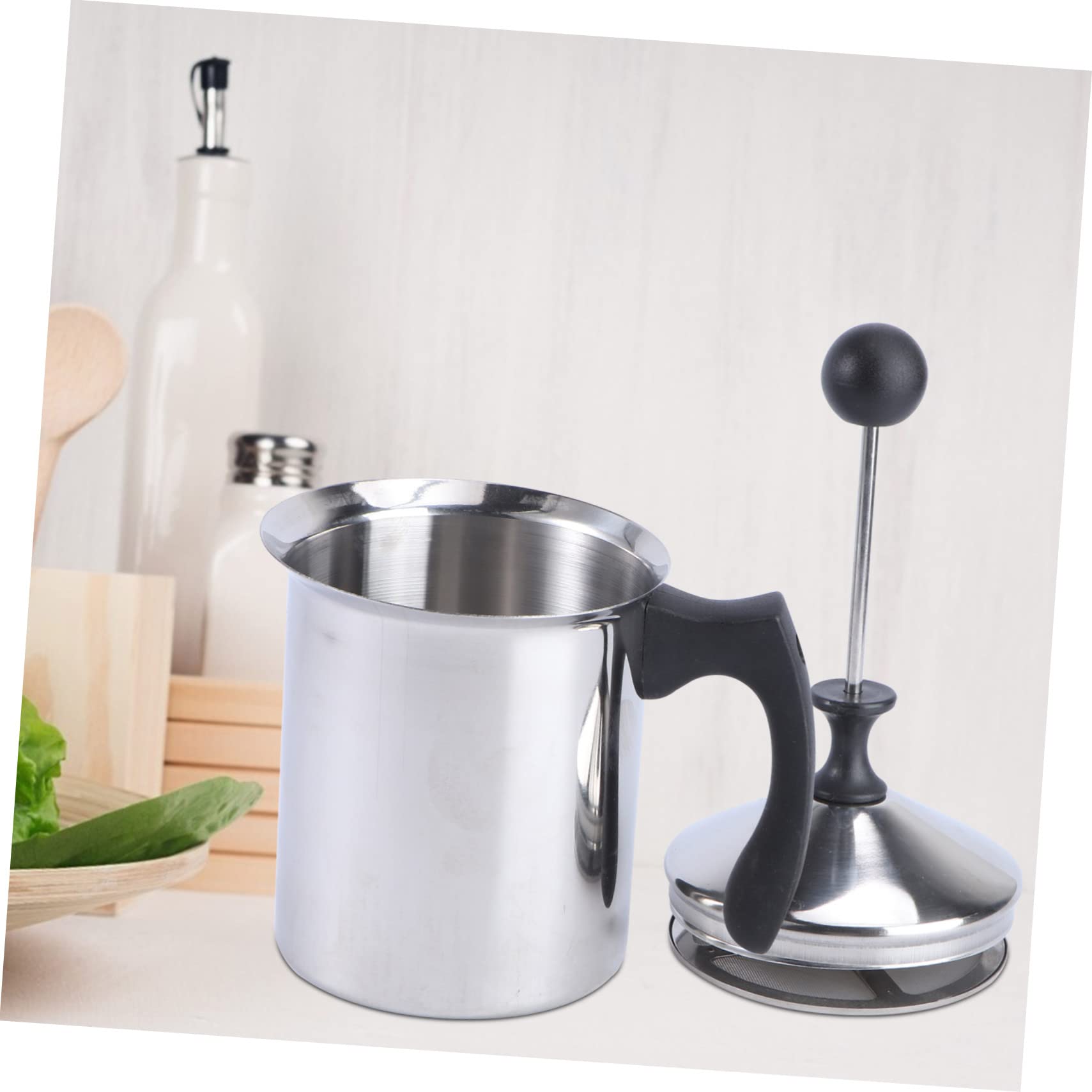 BRIGHTFUFU 1Pc Manual Milk Frother Silver Accessory for Milk and Bubble Making Easy to Clean and for Cappuccino and Latte Art