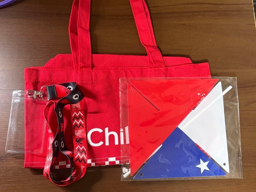 チリ パビリオン ネックストラップ、トートバッグ、国旗 大阪2025 万博