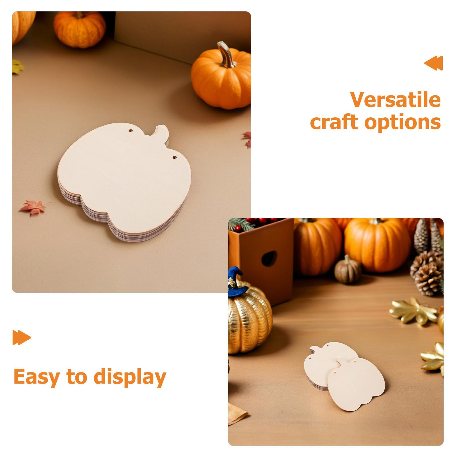 Healvian 60 Pezzi Decorazioni in Legno a Forma di Zucca Non Finite per Fai da Te, Design Leggero e Versatile, per Decorazioni Autunnali e Festa di Halloween