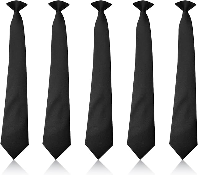wlertcop 1pc Tie for Men's, Clip-on Ties Solid Uniform Pre-tied Adjustable Neck Strap Tie for Wedding Funeral Formal Business Tie Graduation School Uniforms