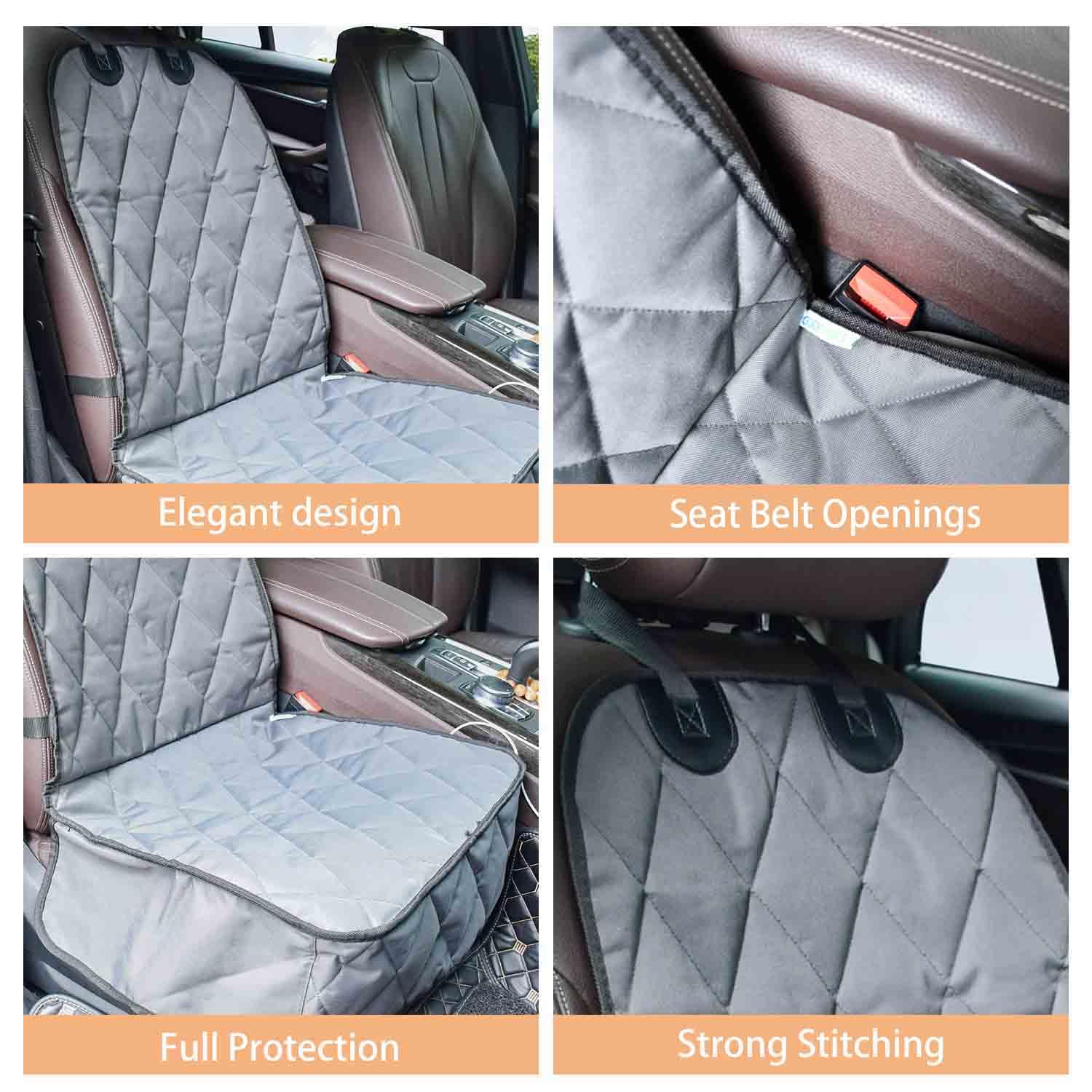 GOOPAWS Dog Front Seat Cover - Waterproof, Non-Slip For Cars, Trucks & SUVs (40"x20.5") | Quilted Gray - View #3