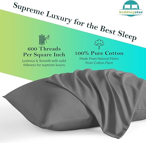 Miniatura 3 de Juego de 2 fundas de almohada de viaje de 12 x 16 pulgadas con cierre de sobre, 600 hilos, 100% algodón egipcio suave, fundas de almohada de viaje