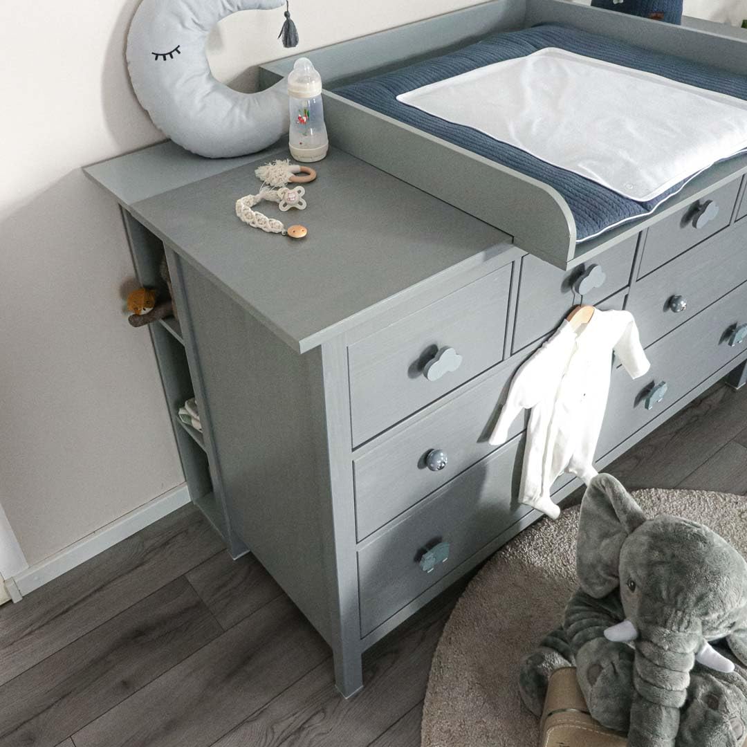 Puckdaddy Lucas Stauraumregal kompatibel mit Hemnes Kommoden 19x30x93cm Holzstärke 2cm Grau