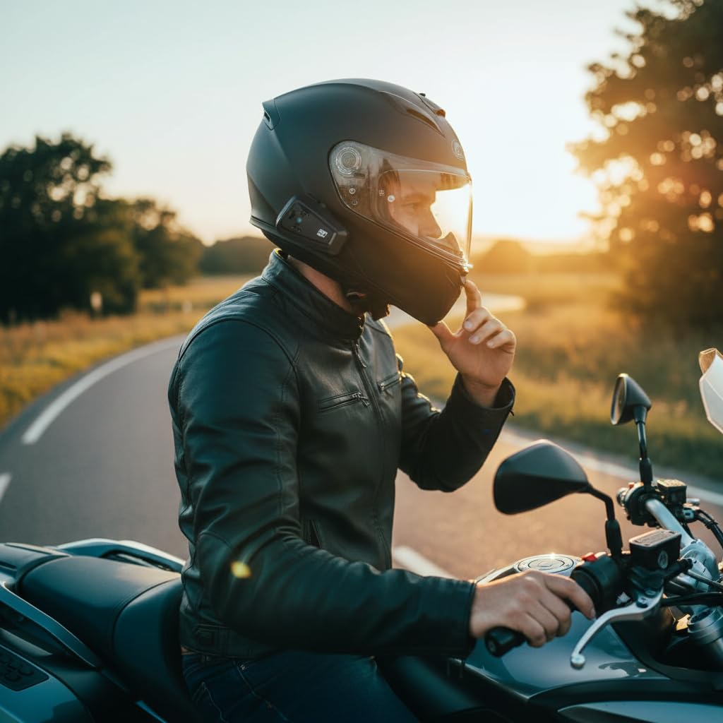 Auricolare Casco Moto Bluetooth con Assistente AI Audio HD IPX6 Doppio Accoppiamento Autonomia 12 Ore