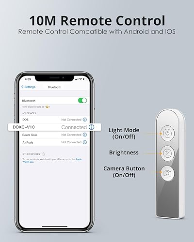 Miniatura 7 de Soporte de teléfono para grabación, soporte de teléfono superior con luz, soporte para selfie, portátil, extensible, rotación de 360, ajustable,