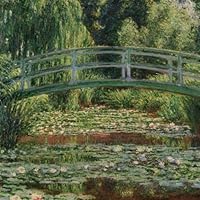 The Japanese footbridge and the water lily pool - Giverny, Claude Monet: Journal; 150 Lined/ruled pages, 8,5 x 8,5 inch (21.59 x 21.59 centimeters) Laminated. (Paper notebook, composition book) 1522898875 Book Cover