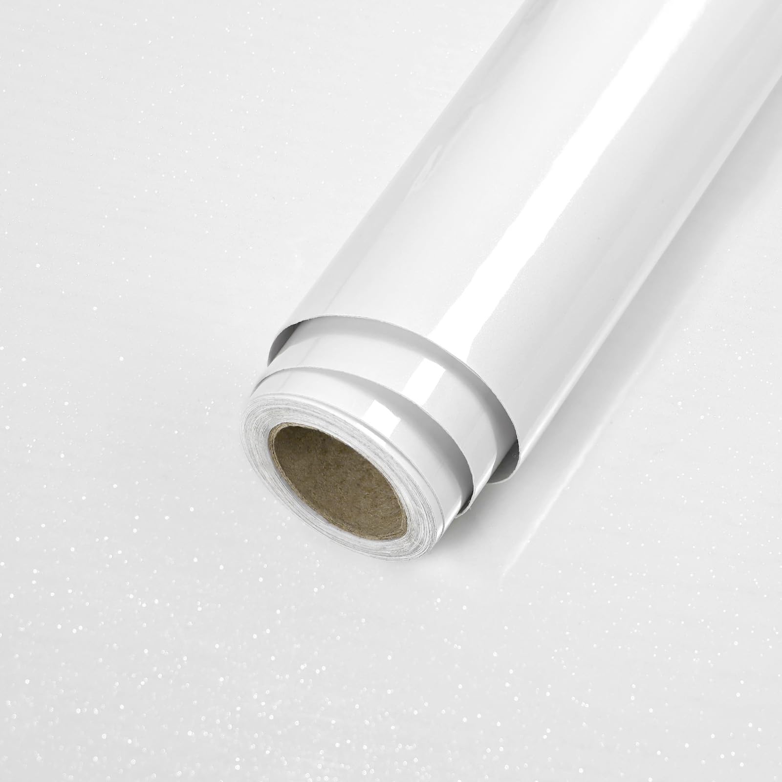 ReeyderArt Milky White Glitter Contact Paper for Countertops, Glossy Peel and Stick Wallpaper, Waterproof Self Adhesive Vinyl Wrap for Cabinets, Shelves, Tables, Closets and Walls 40 x 200 cm