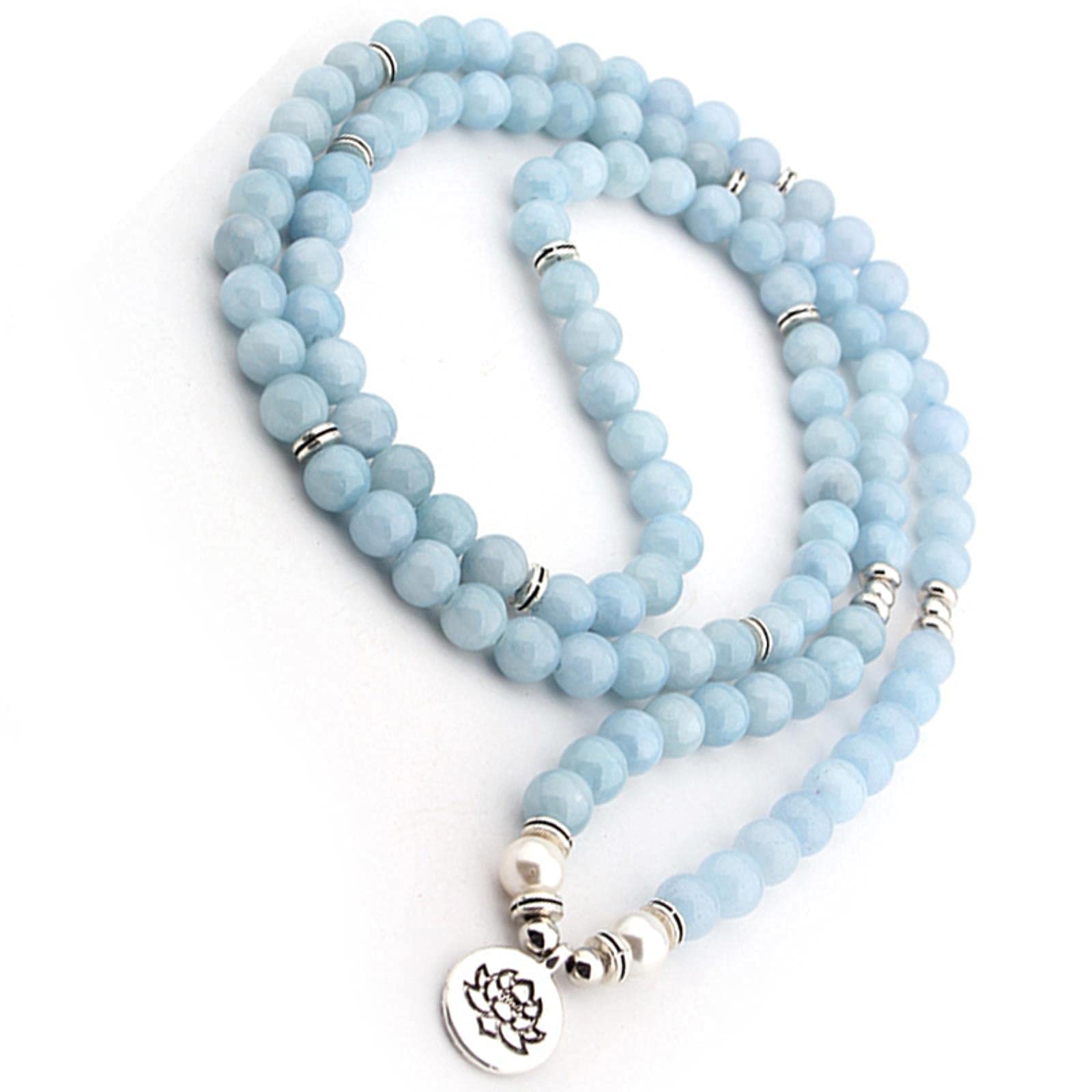 WBDWWTD Damen Herren Armbänder 108 Mala Perlen Natursteine ​​Armband Halskette Natural Wrap