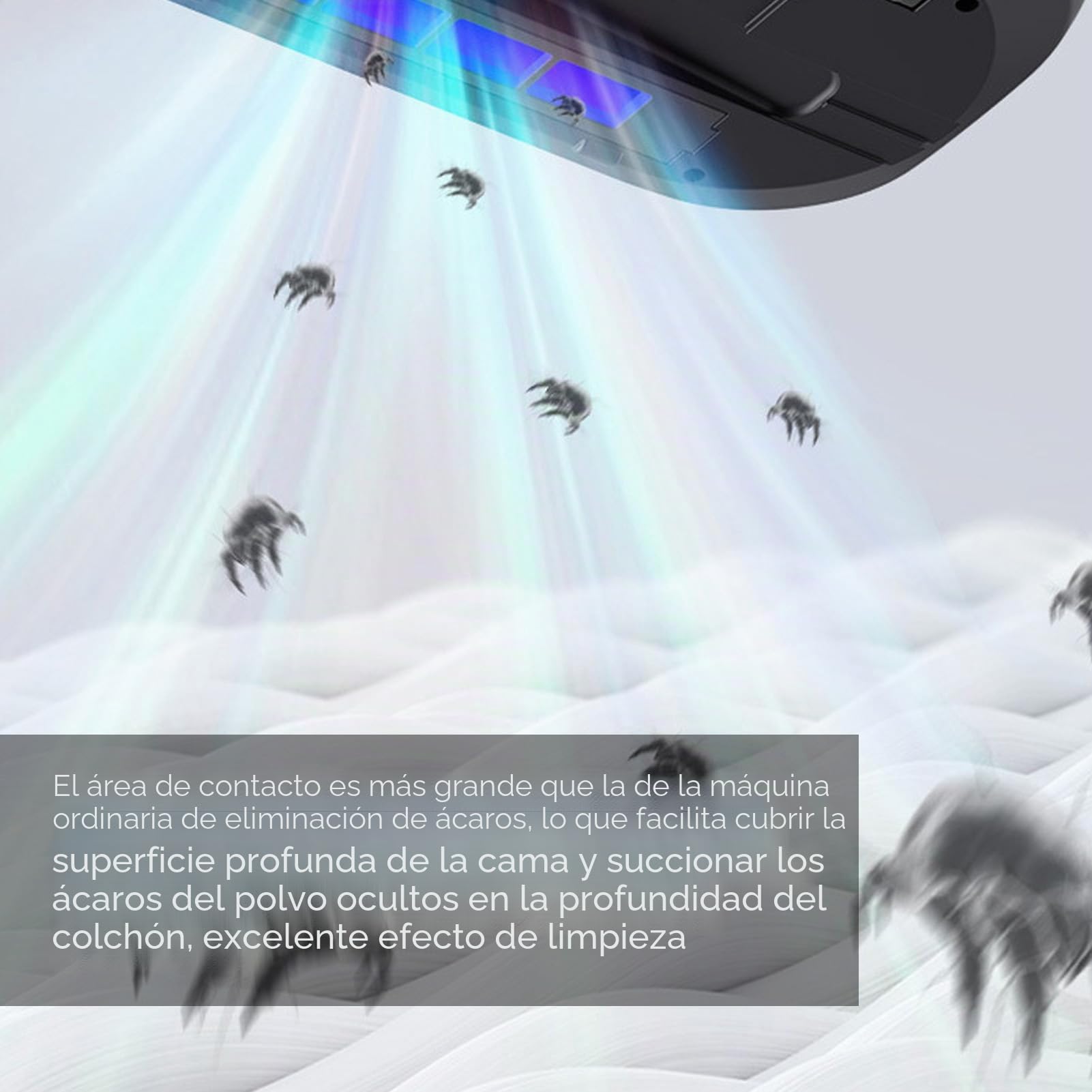 Aspirador de Cama, Aspirador de Mano Inalámbrico, Limpiador de Cama UV Recargable con Succión de 15 KPa, Filtro Lavable, para Cama, Colchón, Superficies de Tela