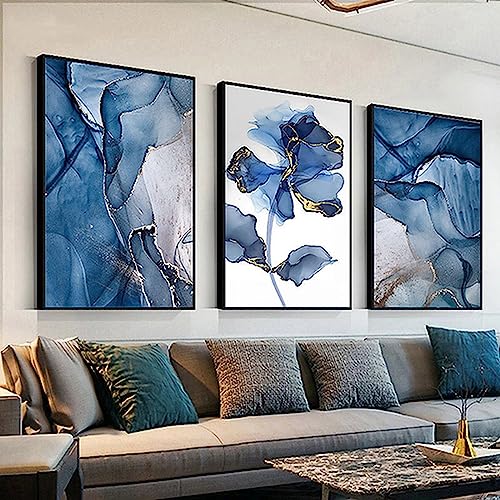 Tableaux effet marbre or et bleu toiles de qualité supérieure