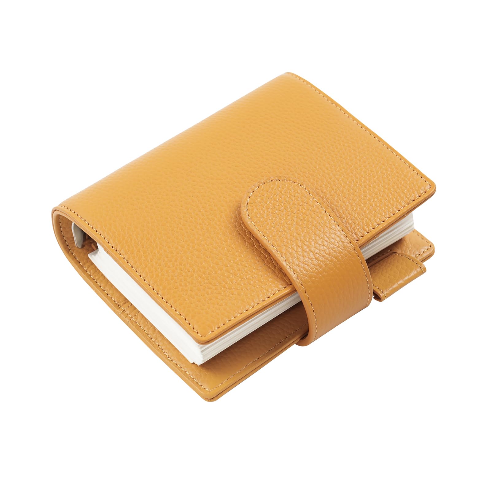 Moterm Elite Pocket Rings Planner - Genuine Leather Folder A7 Organizer without Large Back Pocket (Quince-Mustard, 25mm ring) — image 1