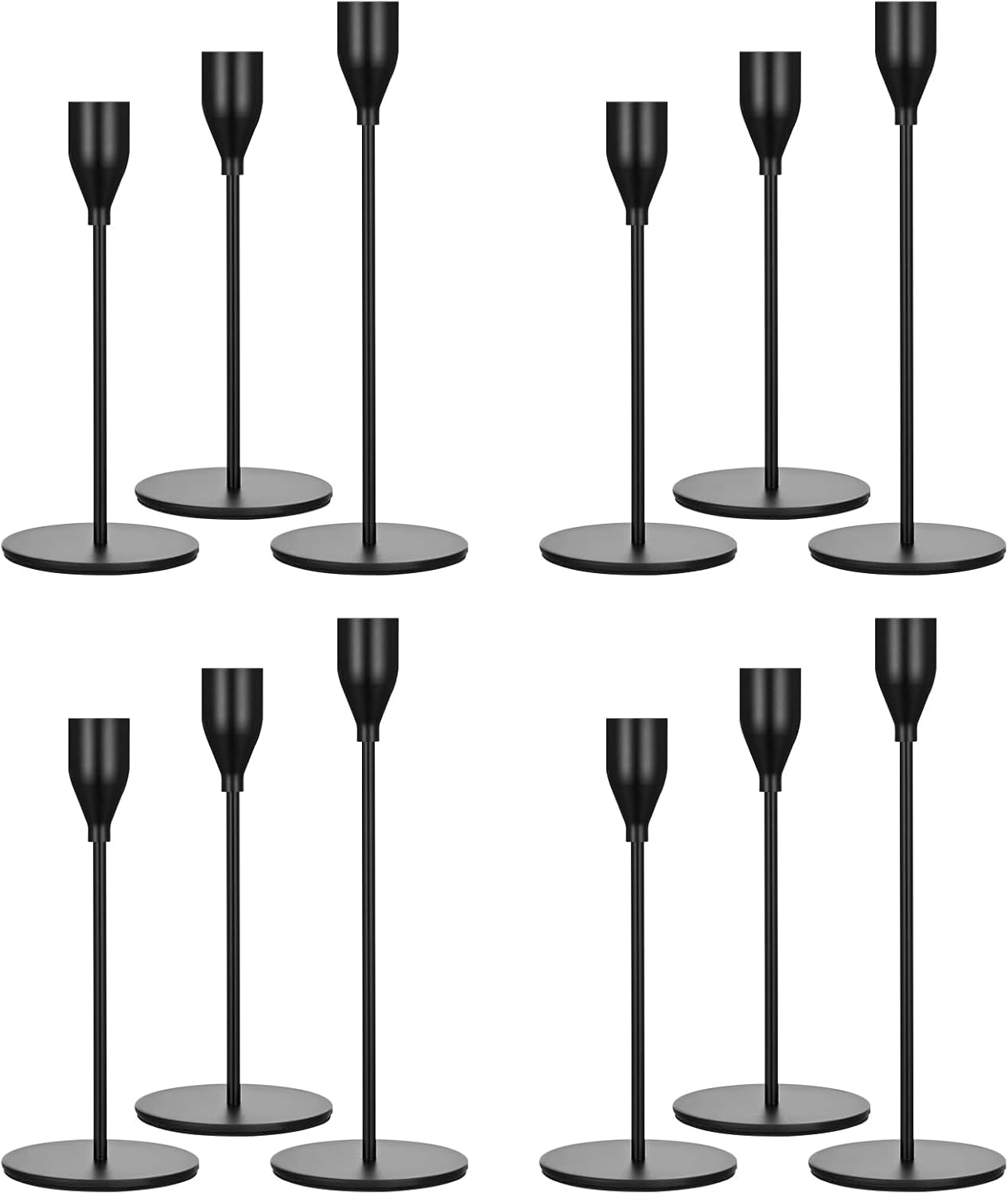 Set of 12 Black Candlestick Holders, Candle Holder for Taper Candle