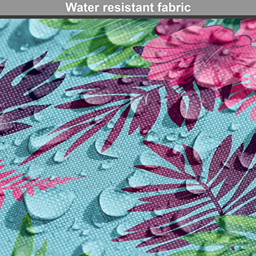 Image of Lunarable Colorful Fabric by The Yard, Tropical Toucans and Flamingos with Pineapples Exotic Hawaiian Flora and Fauna, Decorative Fabric for Upholstery and Home Accents, 3 Yards, Blue Magenta