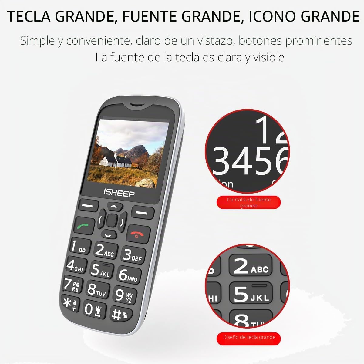 gsm,Teléfono móvil con T Personas Mayores, Teclas Grandes, Pantalla de 2,4 Pulgadas, con botón SOS.Negro.D210