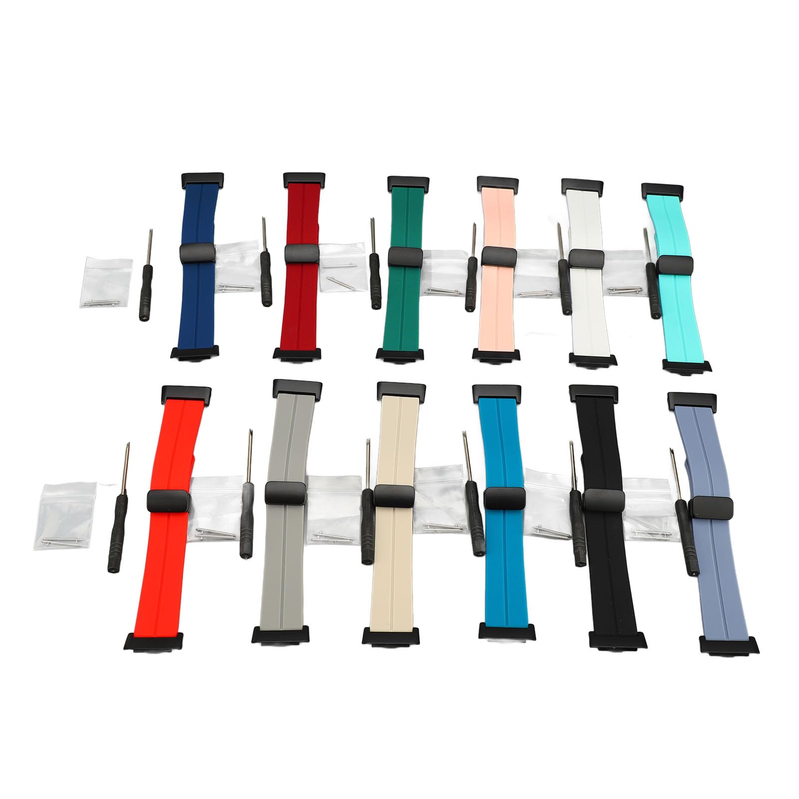 Fabater Bracelet Magnétique en Silicone, 12 Pièces, Compatible avec Montre Intelligente, Réglable, Léger, Anti-allergique, Remplacement