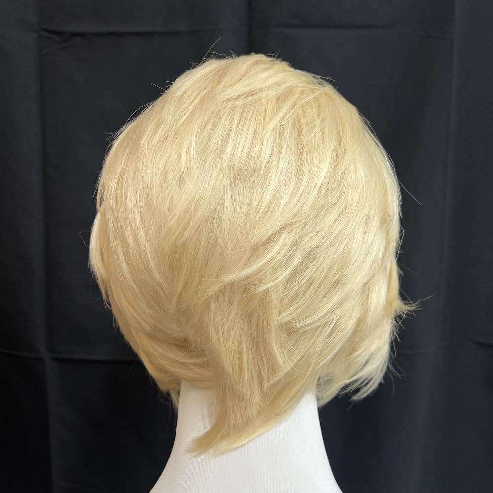 Peluca Encaje Dorado Corto Peluca Con Malla Frontal 13x4 Cm Línea Pelo Natural Para Hombre Peluca Cosplay Seda Alta Temperatura Para Niño(Light brown)