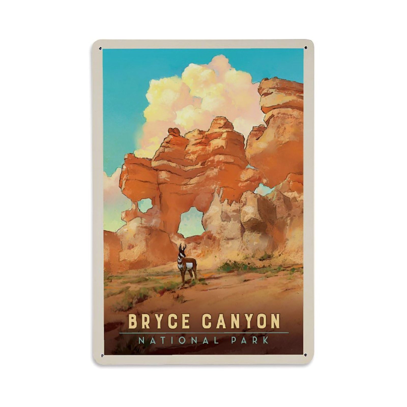 Vintage Trave Poster Bryce Canyon Antelope Metal Tin Sign Wall Decor for Cafe, Club, Garden Metal Poster 8x12Inch