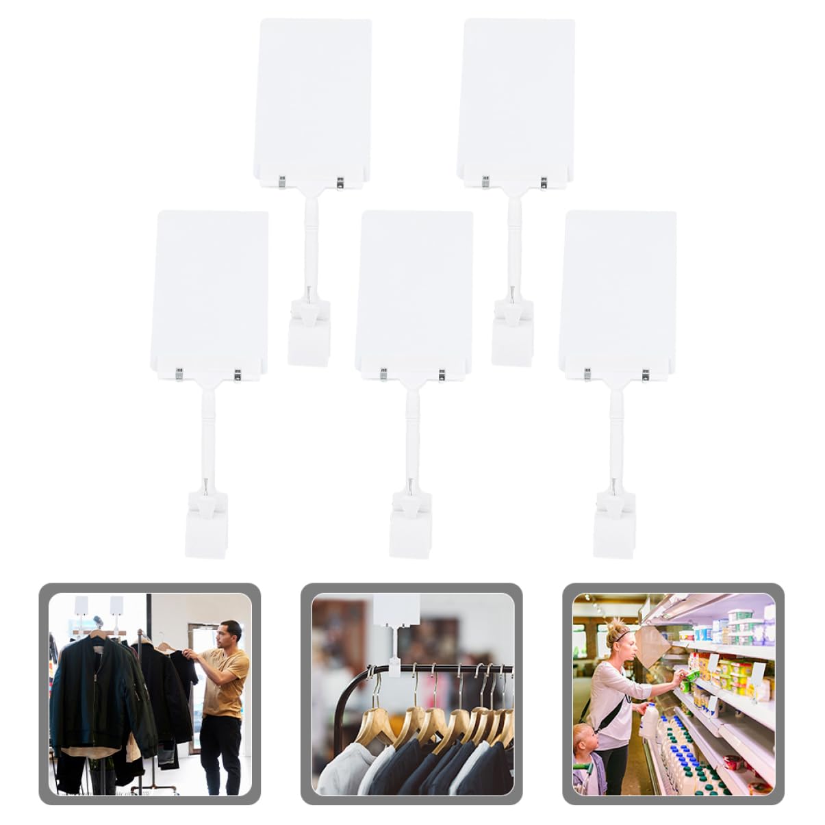 5 Sätze Preisschild Plakatständer Preisanzeige Zeichen Etikett Für Vorratsbehälter Verkäufer Clip-zeichen Vertikaler Schilderhalter Praktischer Posterständer Pvc Weiß 5 Stück * 5