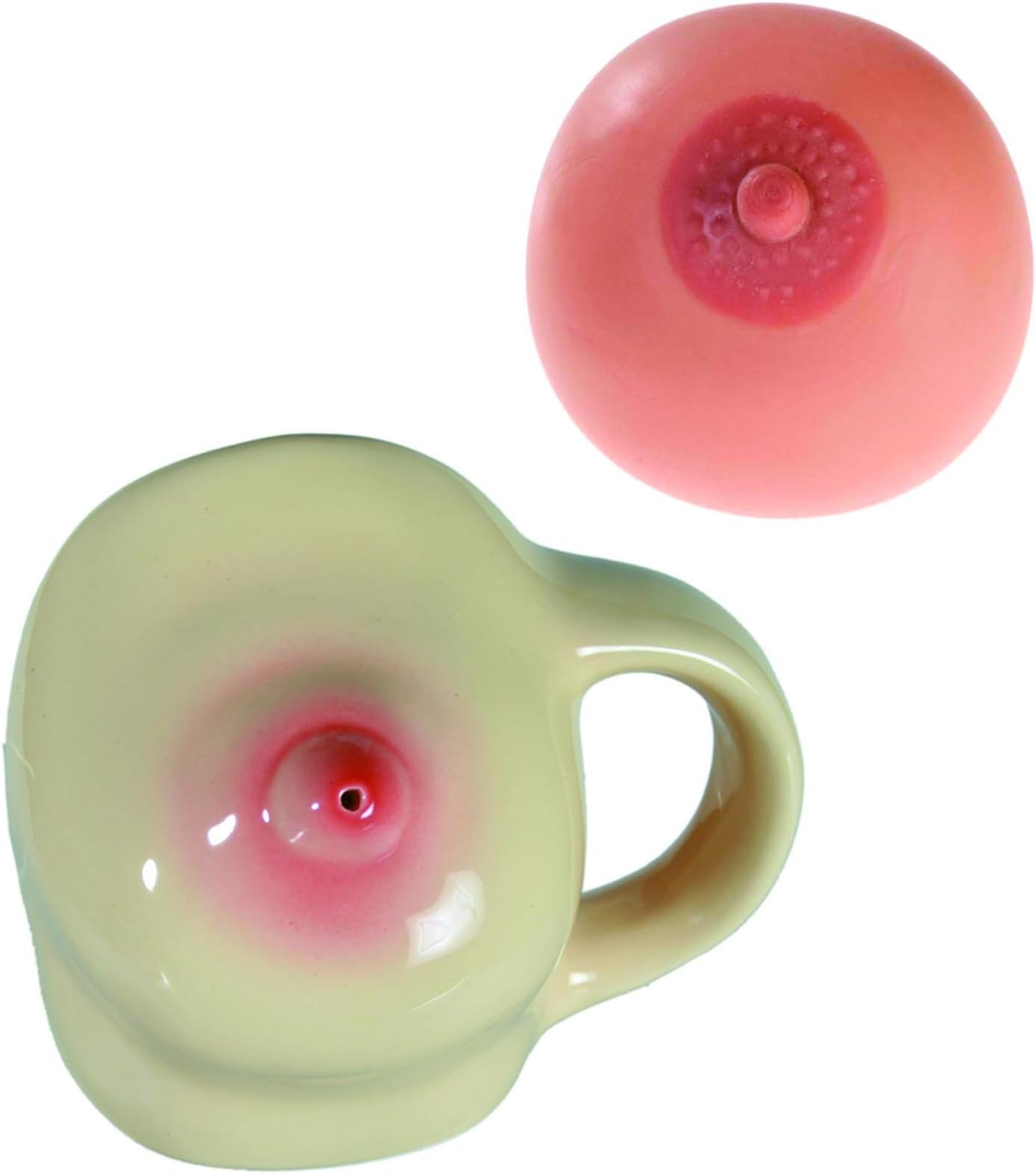 A Saucy Gift Set for Men - Ceramic Breast Mug & Anti-Stress Squeeze Boob