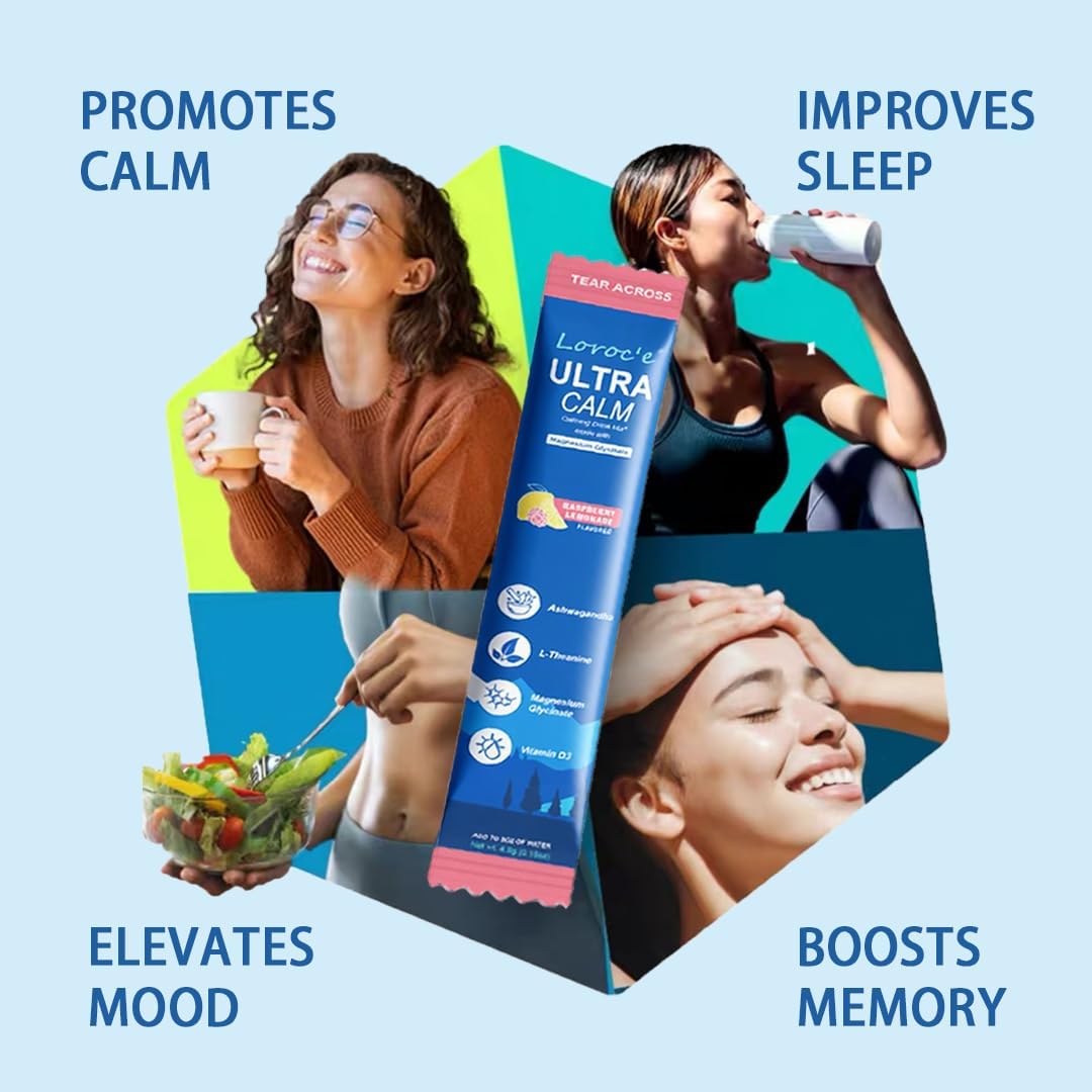 UltraCalm Cortisol Super Drink Packets, Sugar-Free, with Vitamin D, Raspberry Lemonade Electrolytes Powder Packets, 30 Sticks - Image 3