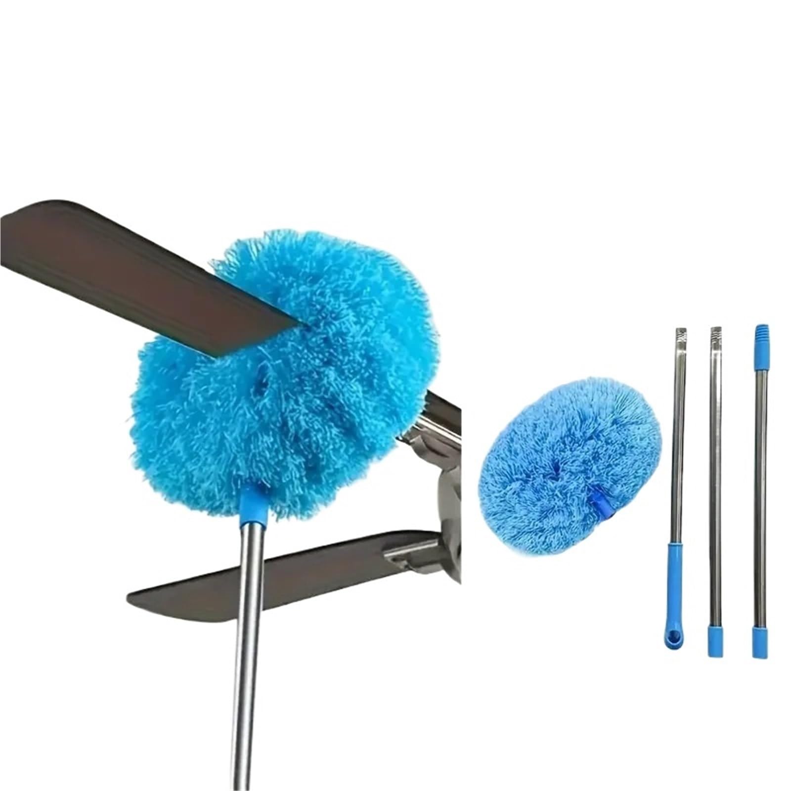 Cleaning Duster Ceiling Fan Cleaner With Extension Pole Dust Removal Brush Removable(Blue)