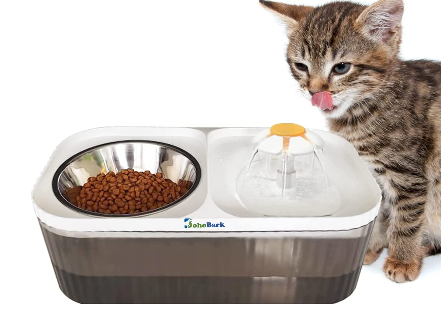 BohoBark Cat Water Fountain, Cat Feeding & Watering Supplies 2 in 1 Water Fountain + Water Feeder Stylish Pack of 1 (White Water Fountain) (B0C4TBR31T) Amazon Price History, Amazon Price Tracker