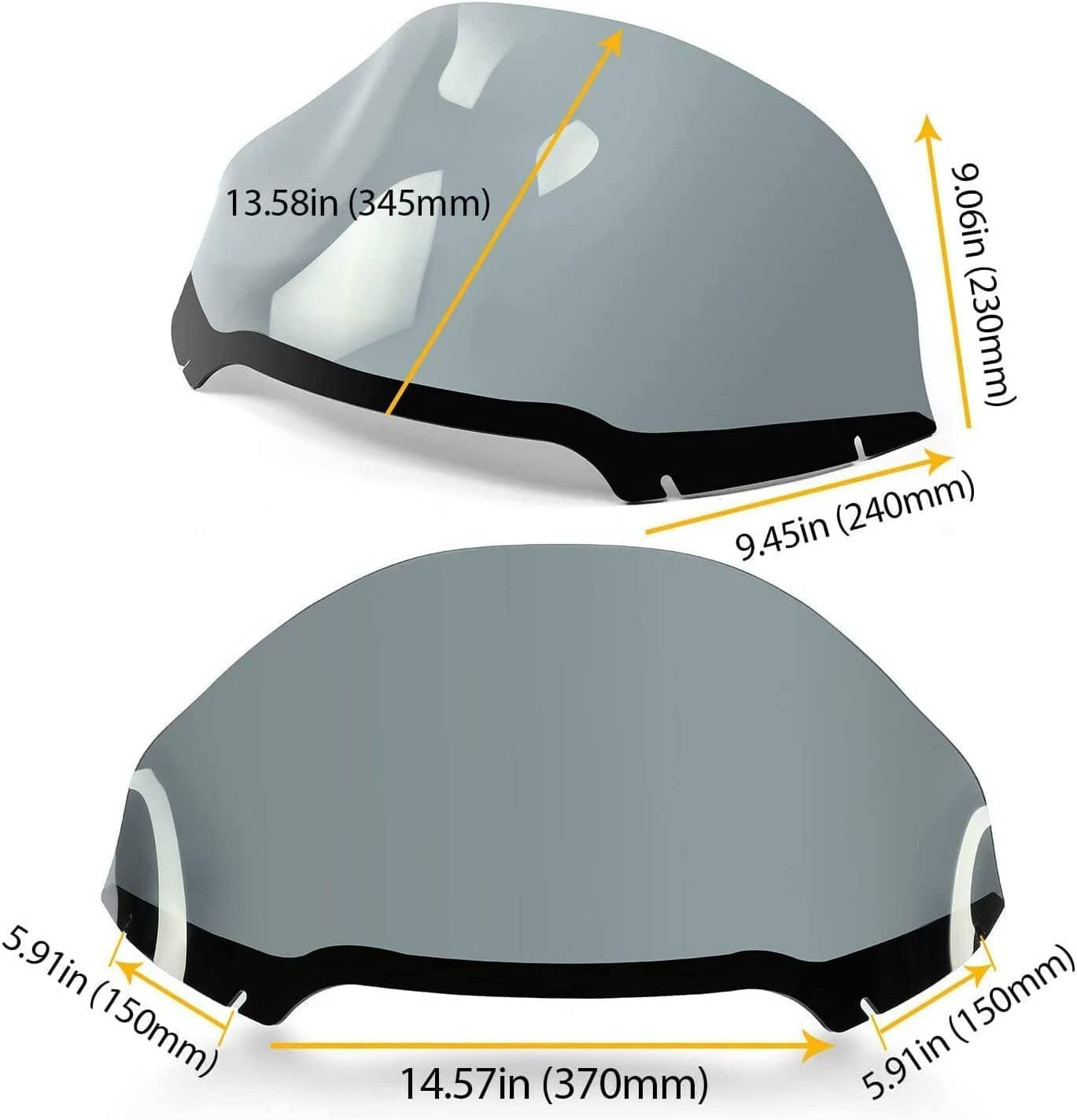 KUAFU 14" Front Windshield Compatible with 2015-2023 Harley Davidson Road Glide Motorcycle Replacement for 2310-0570 Smoke Tinted Sport Flare