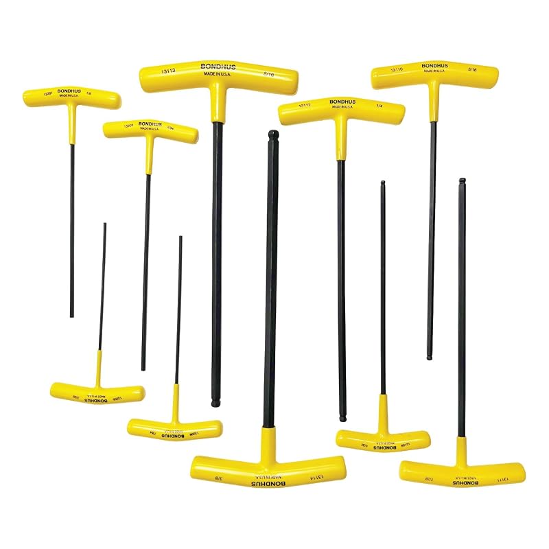 Kit de 10 Chaves Allen Bondhus Balldriver com Cabo em T e Ponta Esférica 3/32 a 3/8 pol. (2,4 a 9,5 mm) 13138